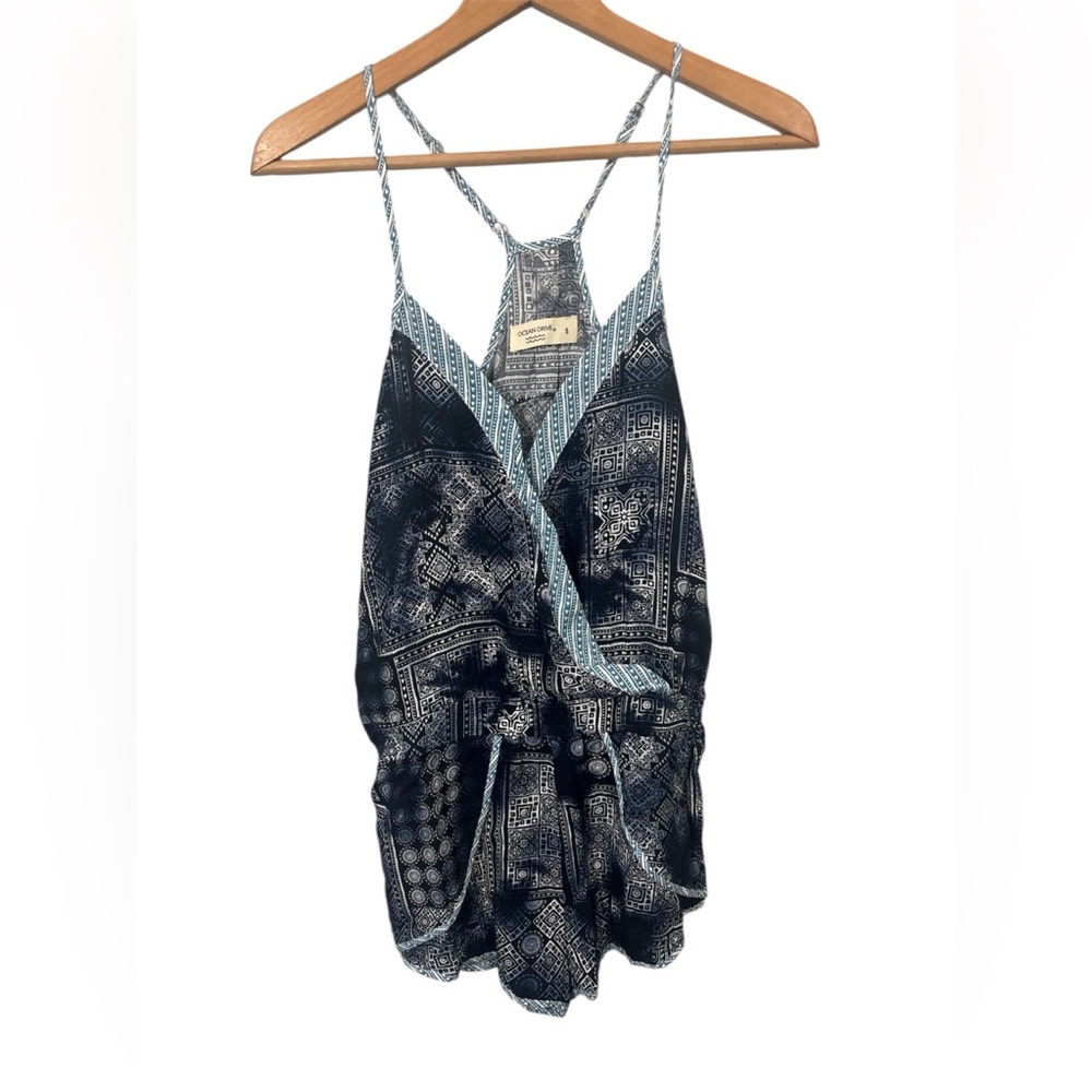 NWT Ocean Drive Romper Size Small Womens Geometric Print Summer Beach Ikat